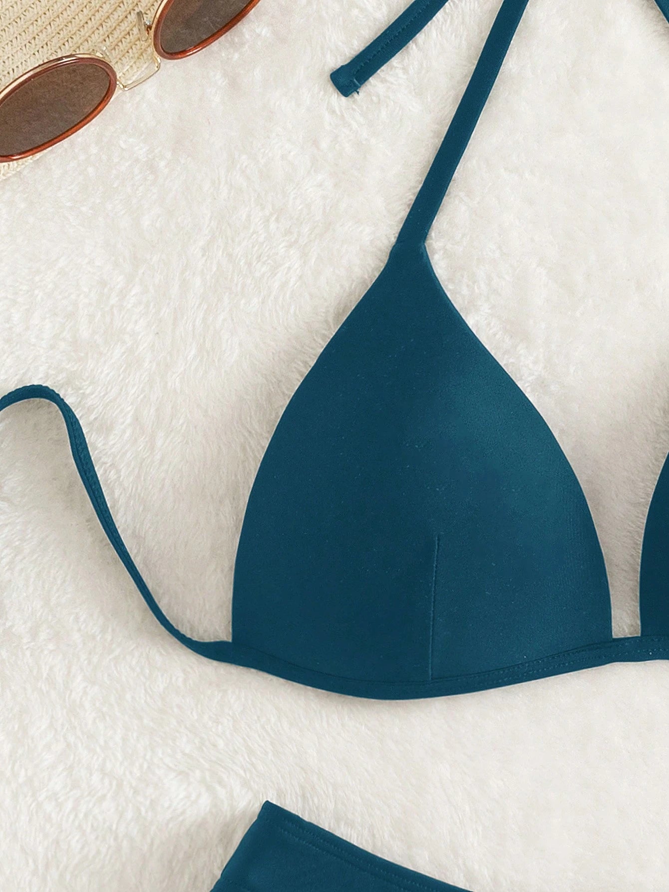 Bikini Halter Agua Verde Azul con Push Up y Corte Alto Set de 2 Piezas