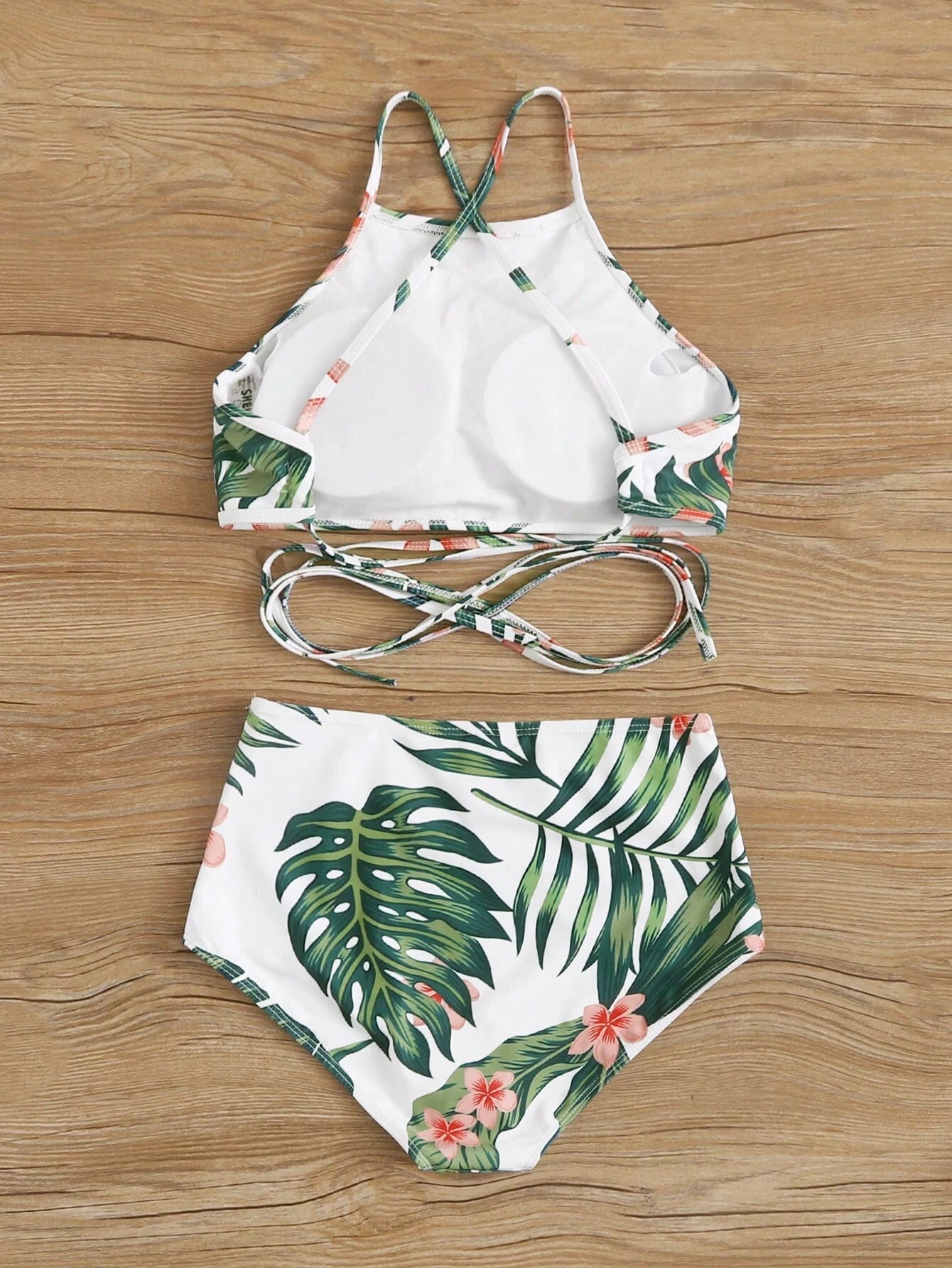 Bikini De Talle Alto Con Estampado Tropical Multicolor