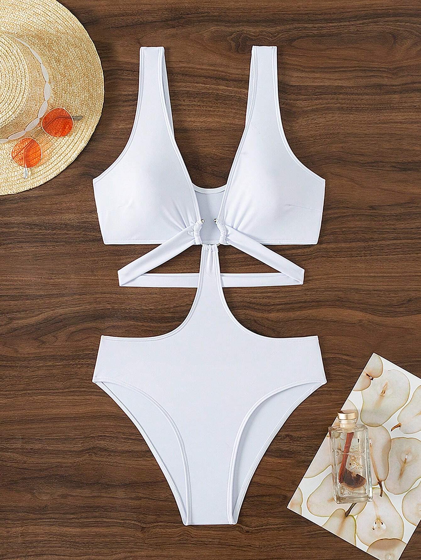 Traje de Baño con Espalda al Aire y Ajuste Sexy Blanco