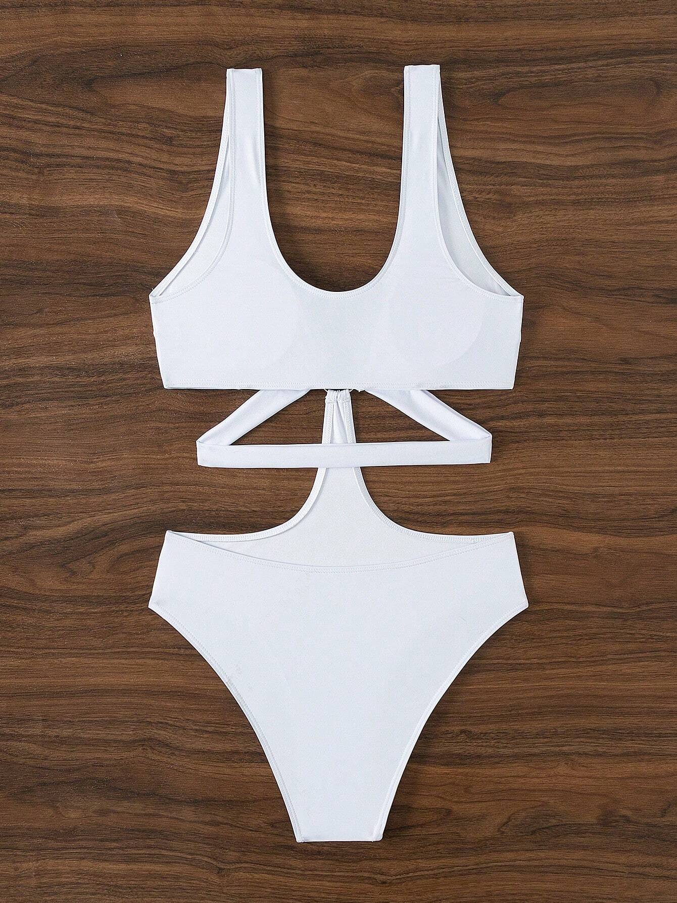 Traje de Baño con Espalda al Aire y Ajuste Sexy Blanco
