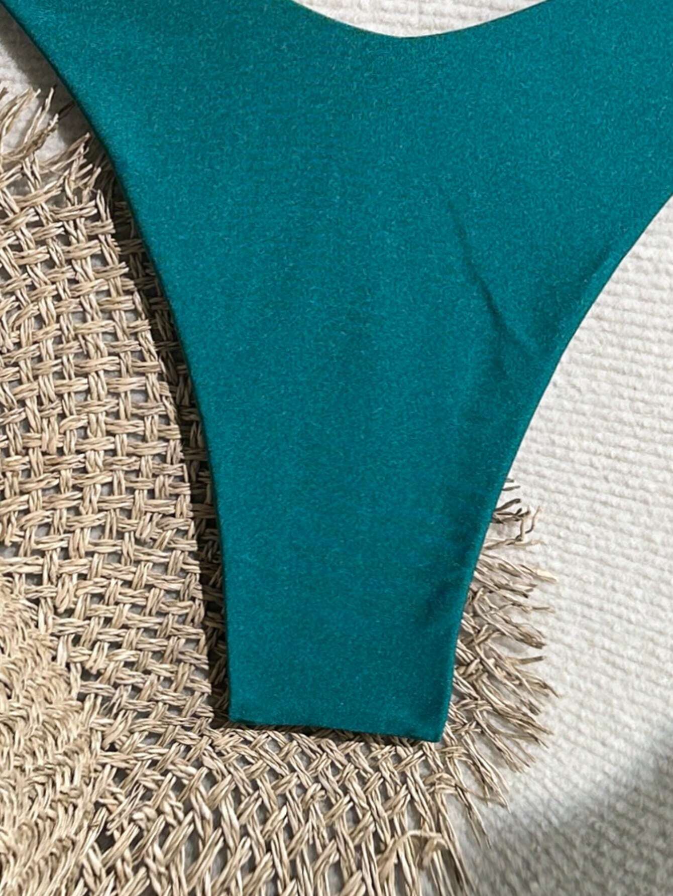 Bikini Sexy Verde Agua Con Aro Decorativo Y Corte Alto