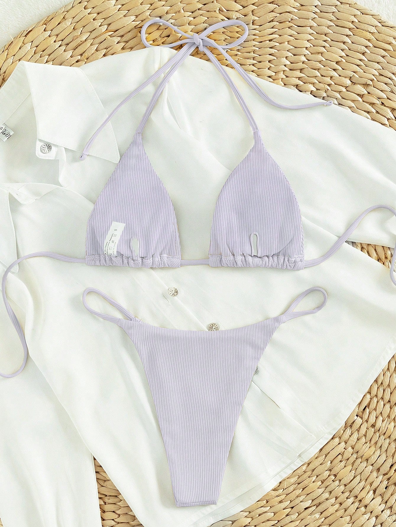 Bikini Triangular Sexy Púrpura Malva Con Tirantes Finos