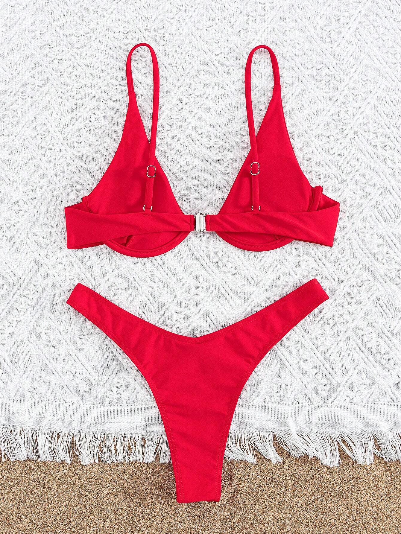 Bikini Push Up Rojo con Corte Alto y Ajuste Perfecto