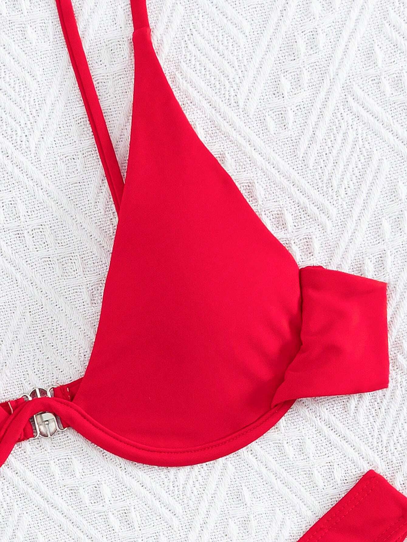Bikini Push Up Rojo con Corte Alto y Ajuste Perfecto