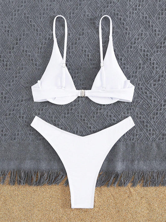 Bikini Push Up Blanco con Corte Alto y Ajuste Perfecto