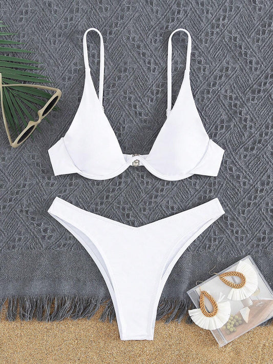 Bikini Push Up Blanco con Corte Alto y Ajuste Perfecto