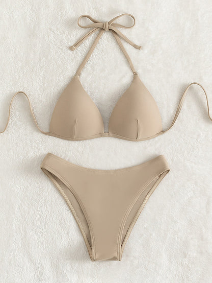 Bikini Sexy Caqui Con Push Up Y Corte Alto