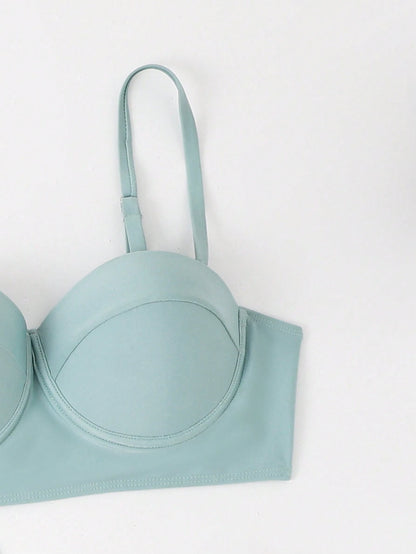 Conjunto De Bikini Tropical Verde Con Salida Larga Y Push Up