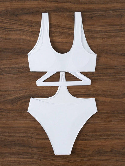 Traje de Baño con Espalda al Aire y Ajuste Sexy Blanco