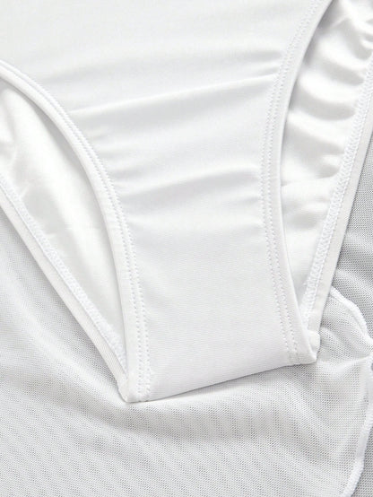 Traje De Baño Blanco Halter Con Salida De Playa Incluida